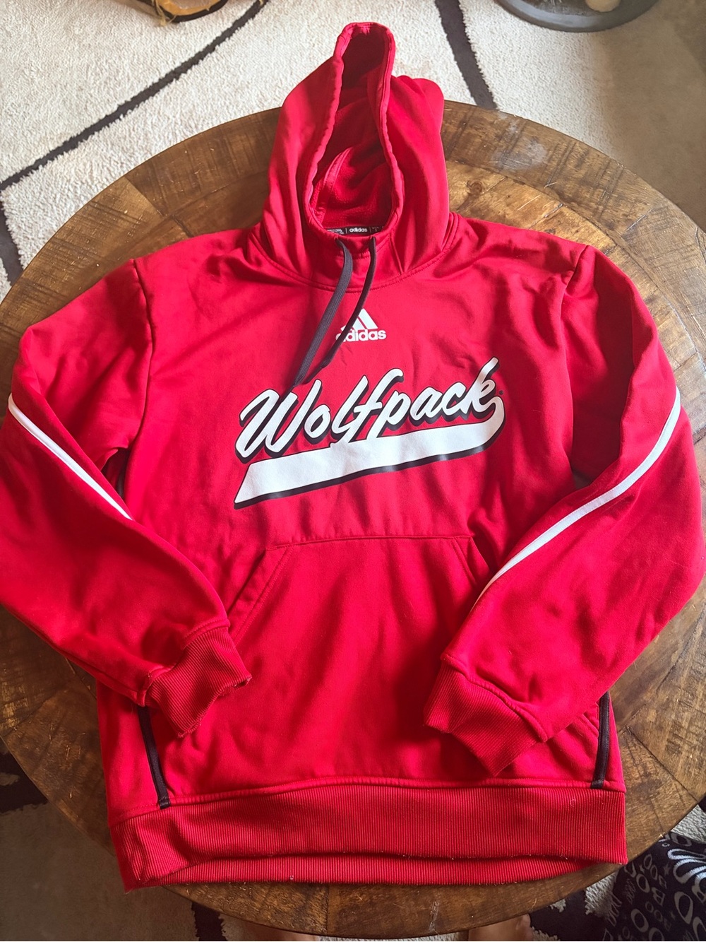 adidas Red NC State Football Team Issued Hoodie